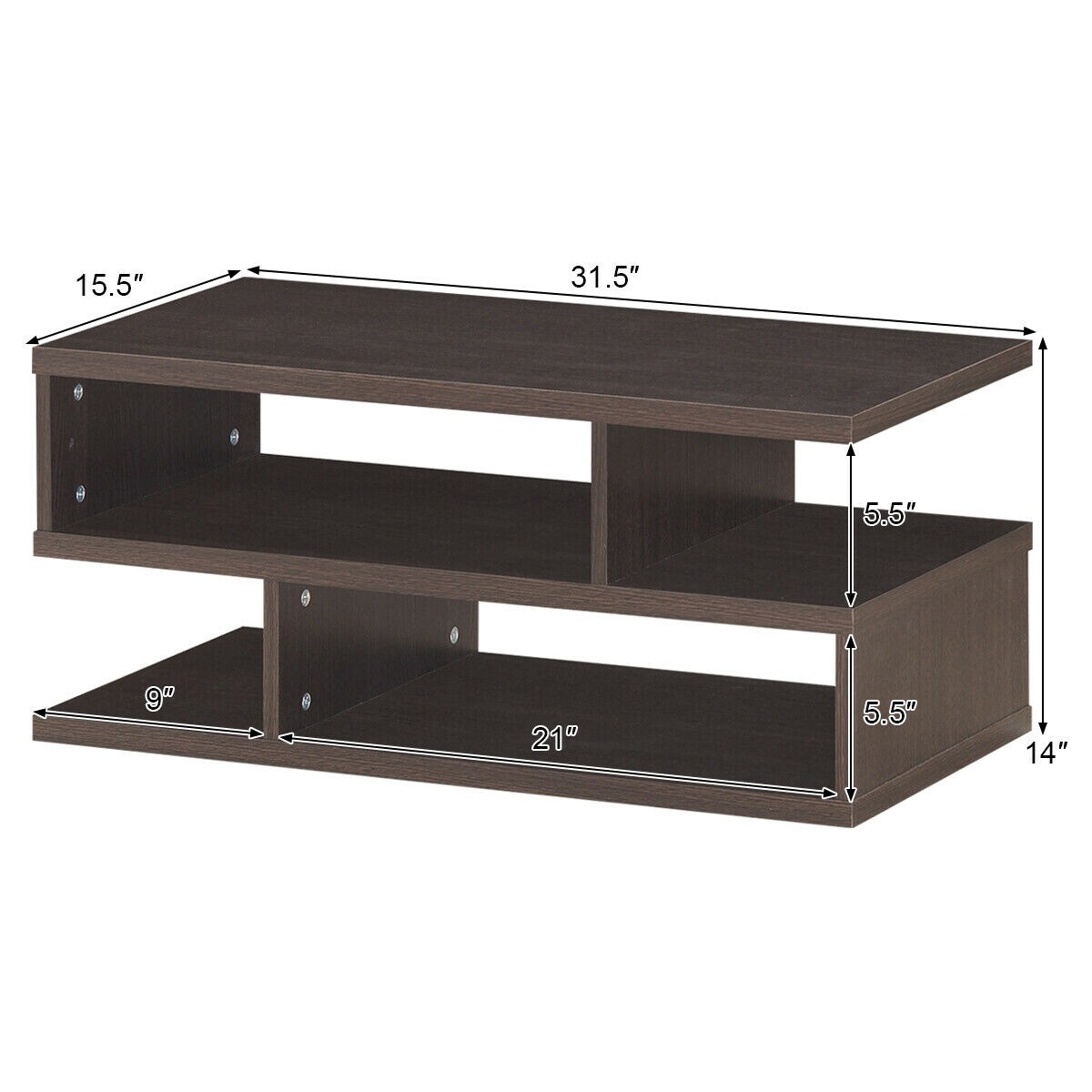 3-tier Rectangular Modern Console Table Coffee Table