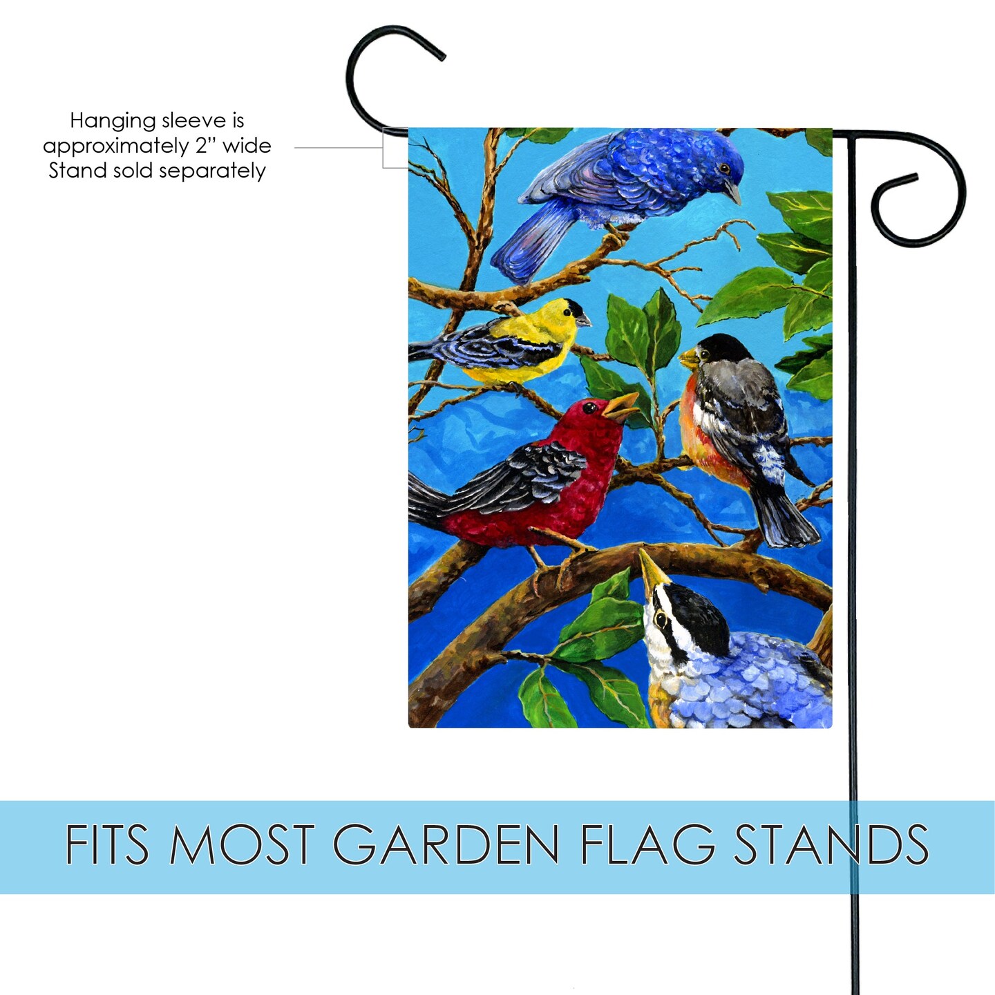 Birds On Blue Decorative Bird Flag