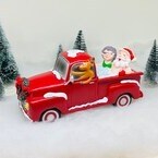Santa and Mrs. Claus Partying Pickup Truck &#x27;Hillbilly&#x27; Hot Tub 8&#x22; Decoration Figurine