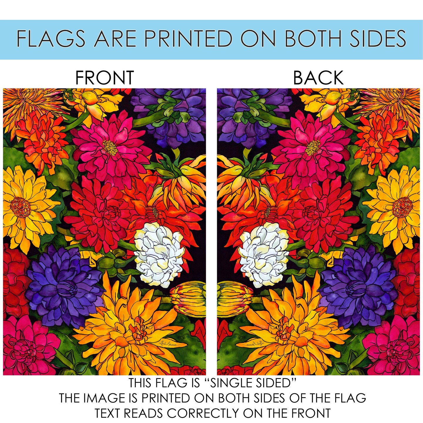 Dizzy Dahlias Decorative Flower Flag