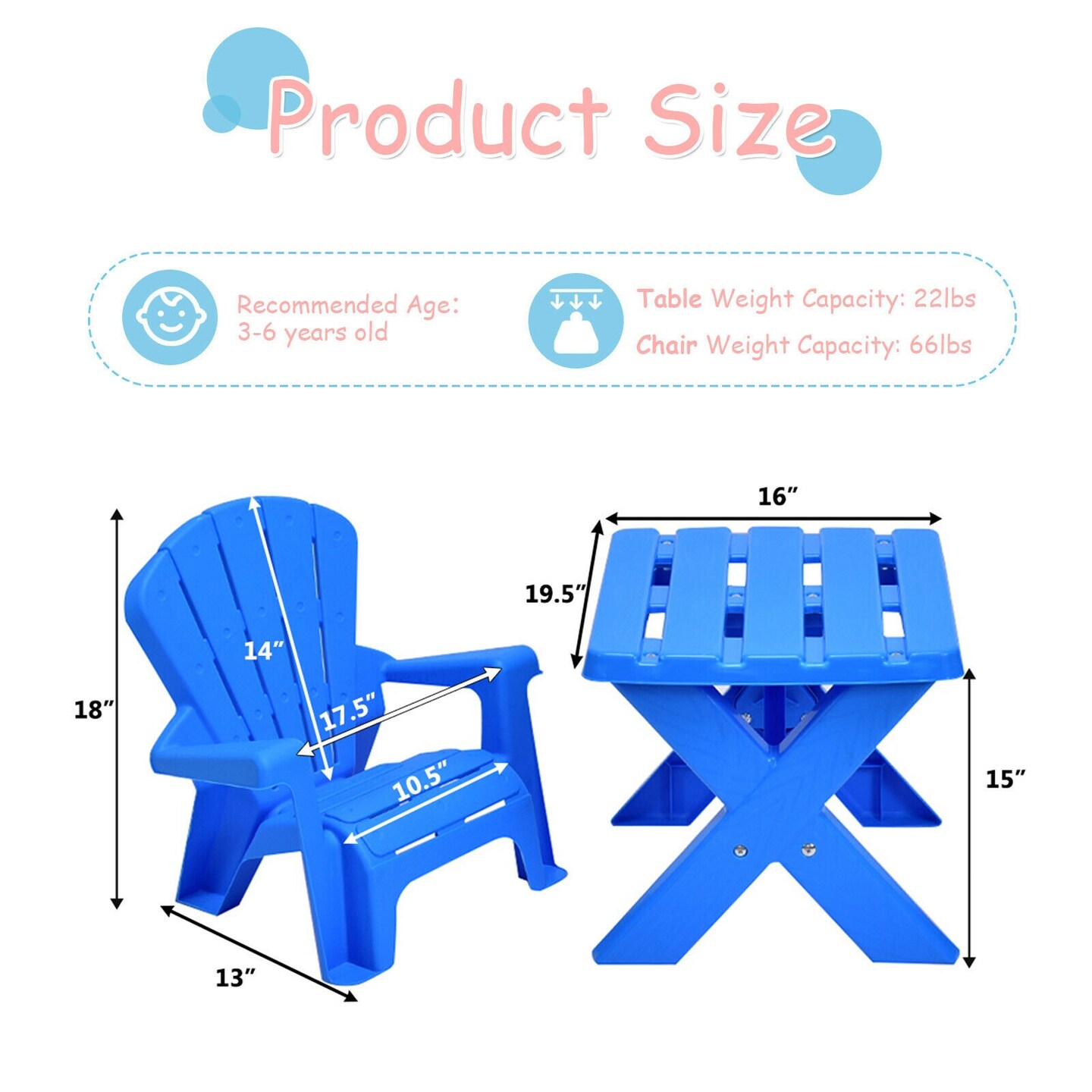3-Piece Plastic Children Play Table Chair Set Perfect for Indoor-Outdoor Use