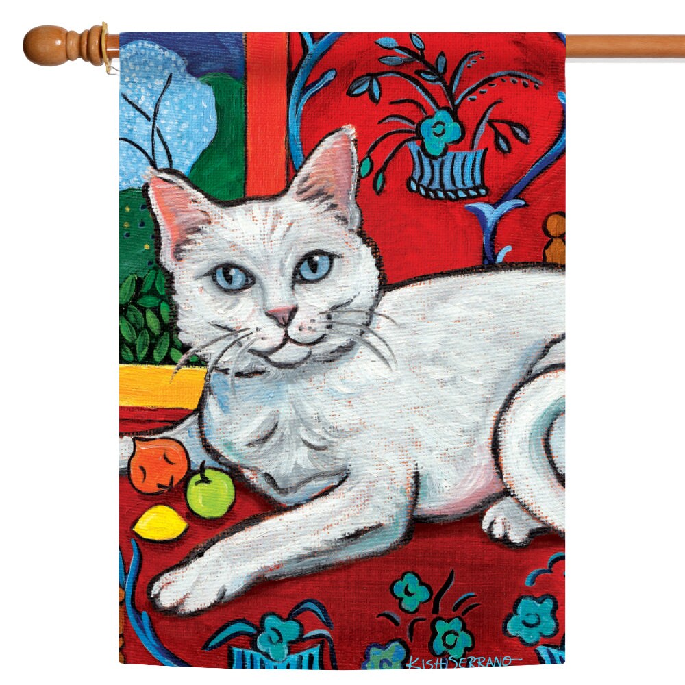 Cattise- White Kitty Decorative Cat Flag