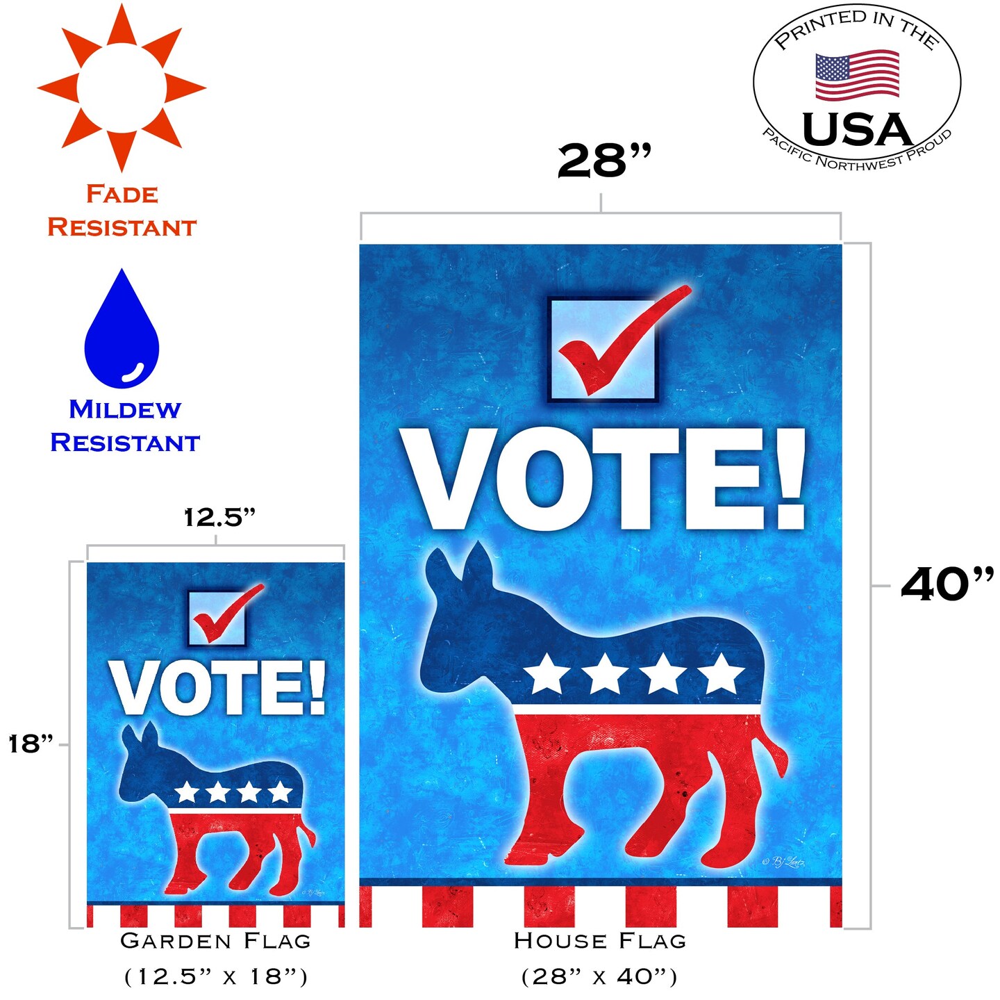 Vote Democrat Decorative Democrat Flag
