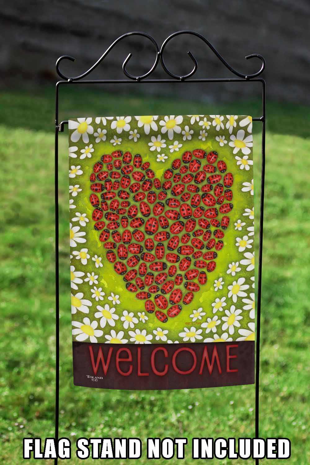 Ladybug Heart Decorative Valentine Double Sided Flag