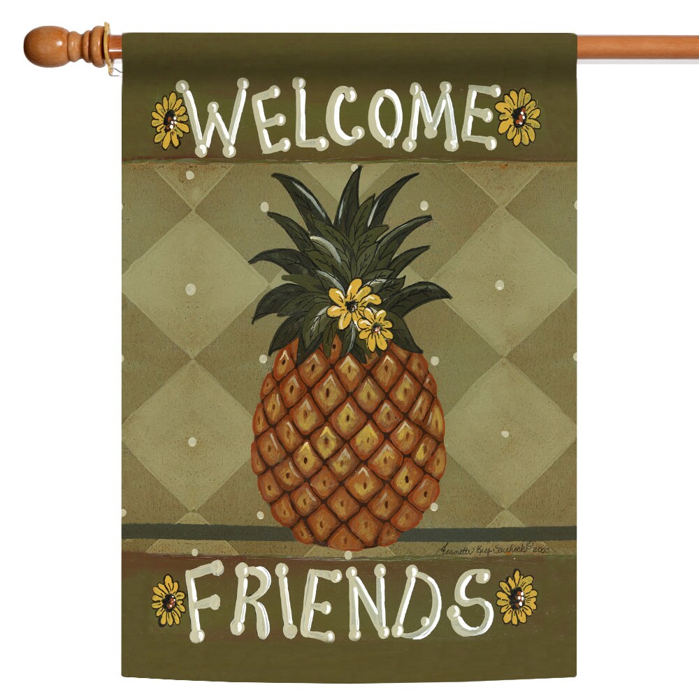 Welcome Friends Decorative Pineapple Double Sided Flag