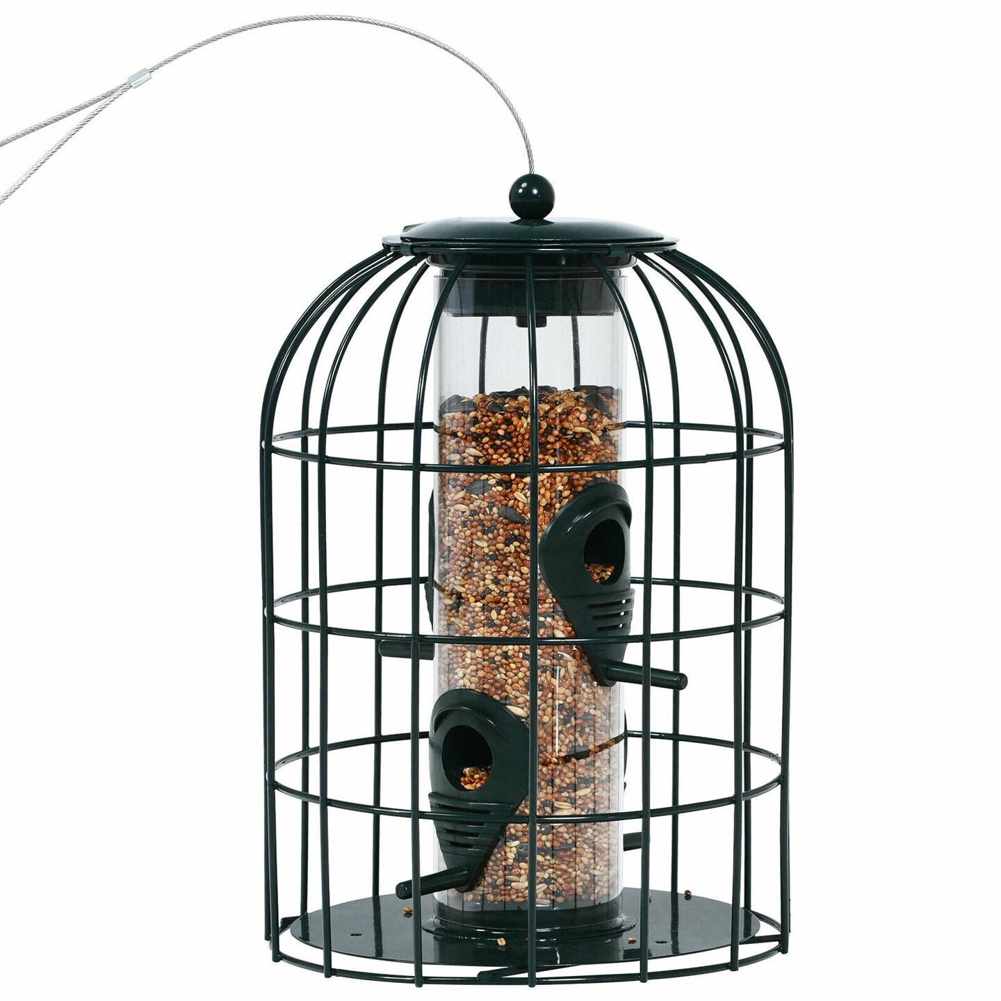 Backyard Bird Feeder in Green with Sturdy Iron, Stainless Steel Wire, Multiple Feeding Ports