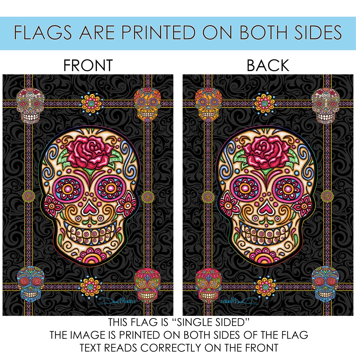 Sugar Skulls Decorative Halloween Flag