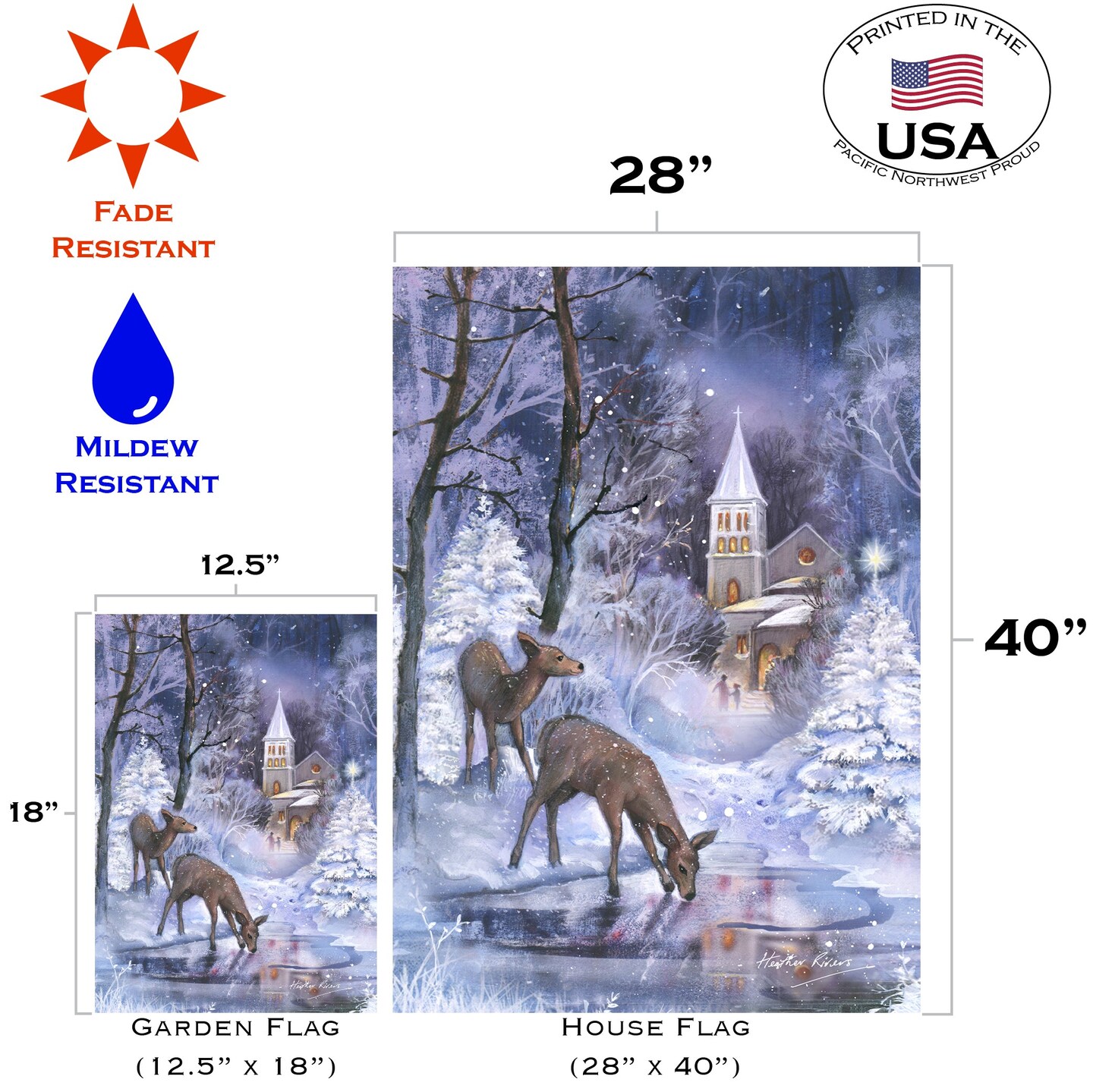 Frozen Fawns Decorative Winter Flag