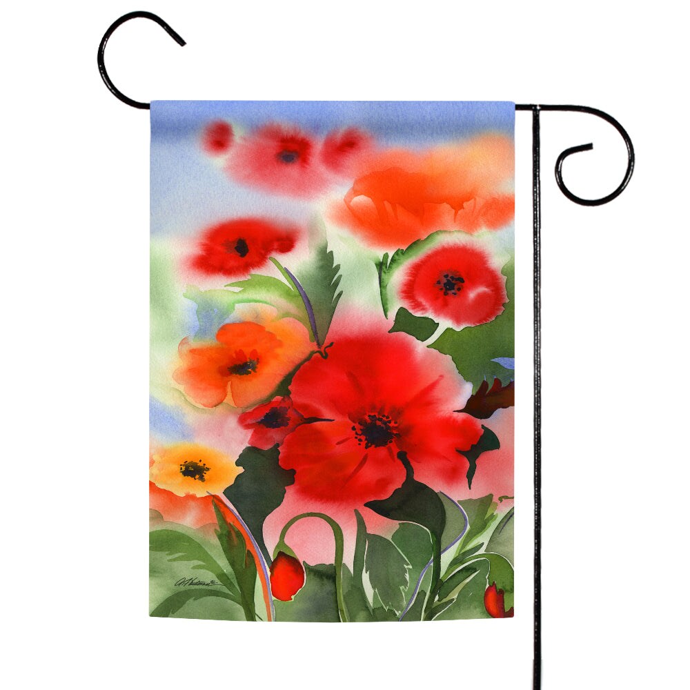 Watercolor Poppies Decorative Flower Flag