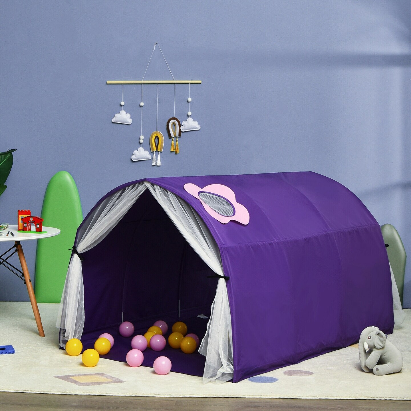 Powcan – Tente De Jeu Pour Enfants – Ciel étoilé Galaxy – 140x100x80 Cm – Pop-up, Rideau à Double Filet – Intérieur Et Extérieur