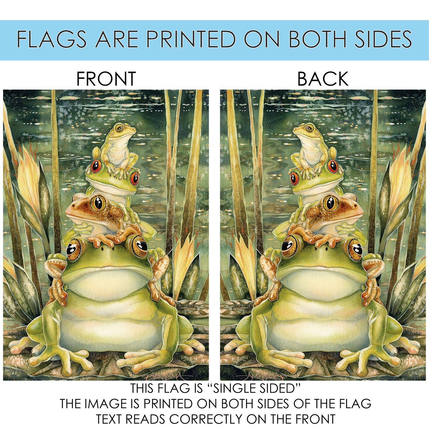 Tower of Frogs Decorative Frog Flag