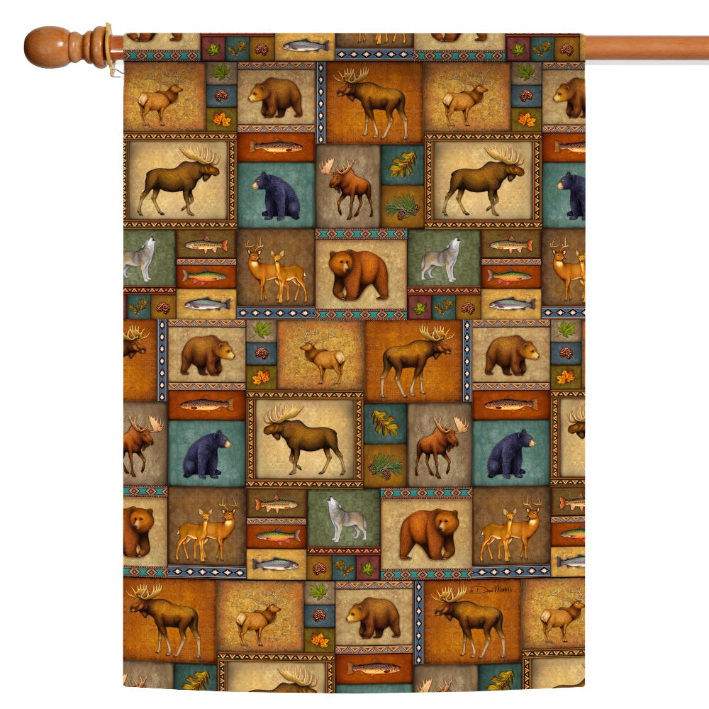 Quilted Wilderness Decorative Wildlife Flag