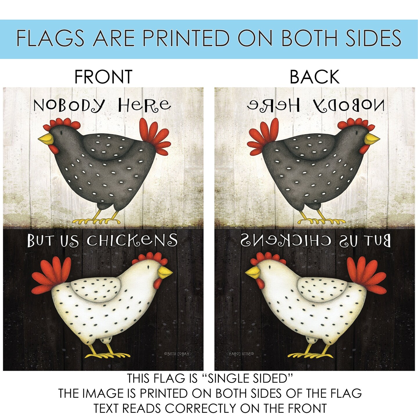 Nobody Here But Us Chickens Decorative Funny Flag
