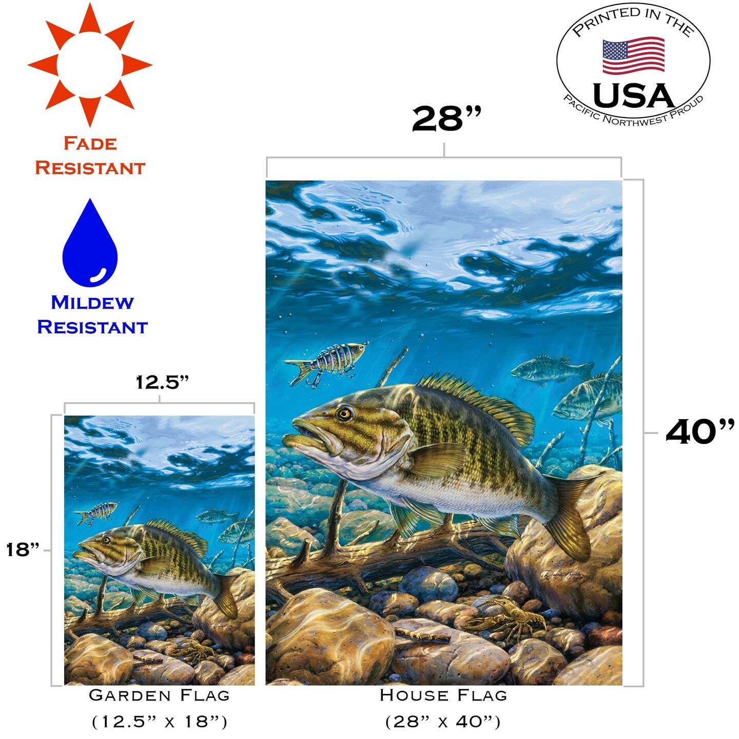 Smallmouth Bass Pond Decorative Fish Flag