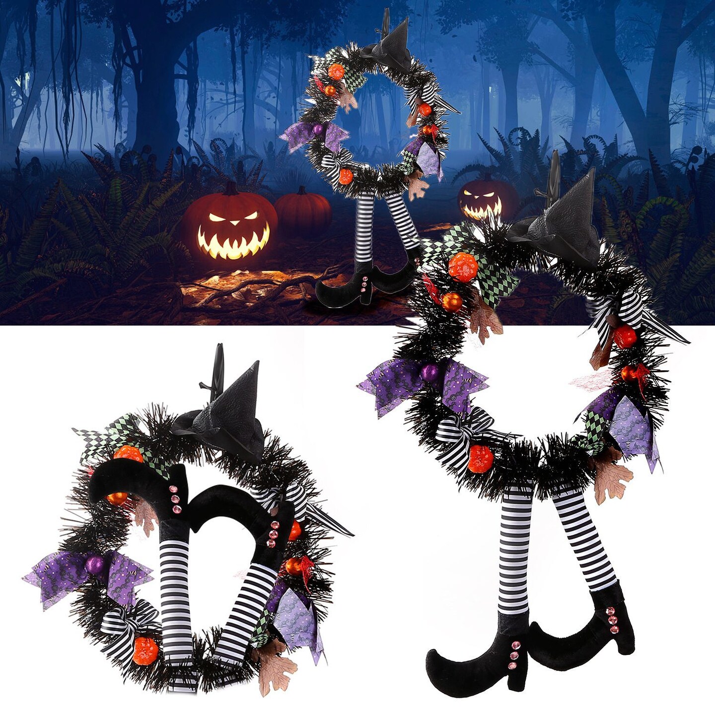 Halloween Witch Wreath | Door Decorations | Handmade Artificial Party Hanging Garland