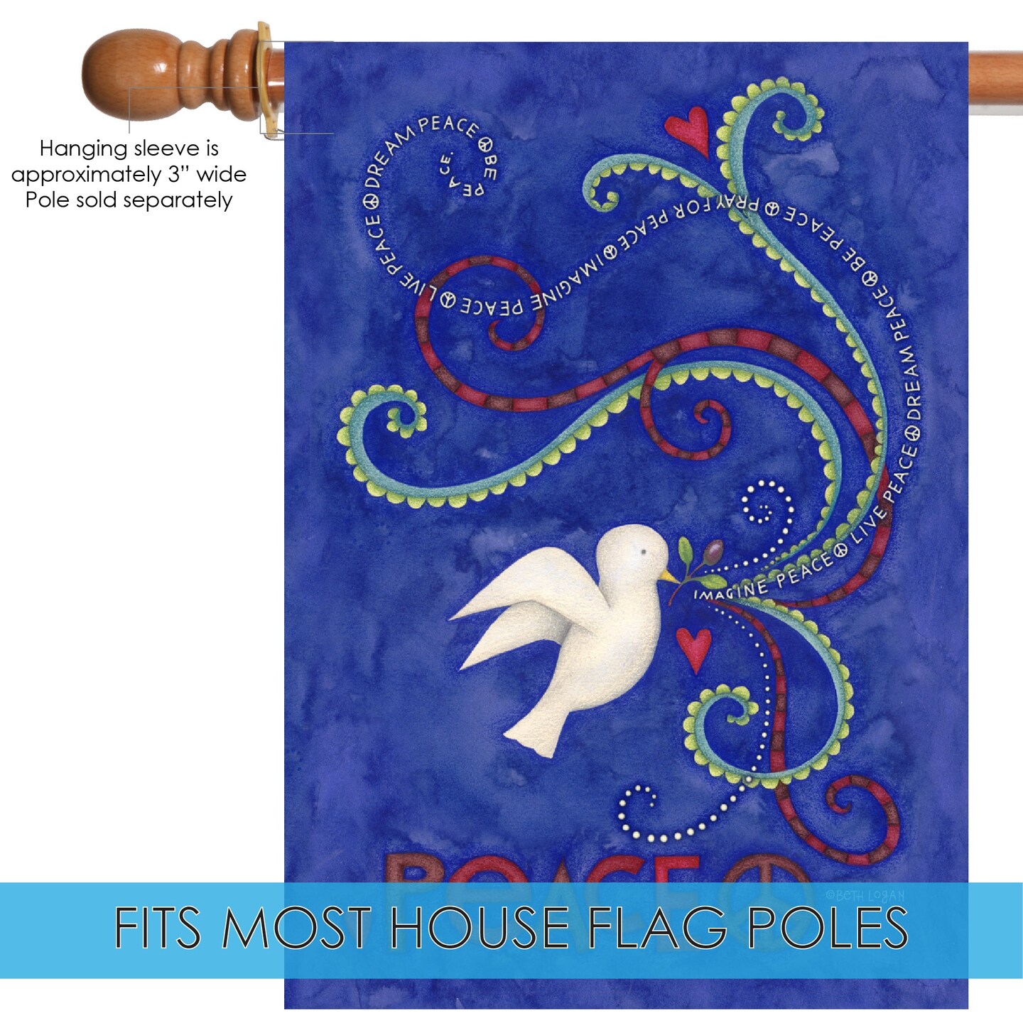Peace Dove Decorative Bird Flag