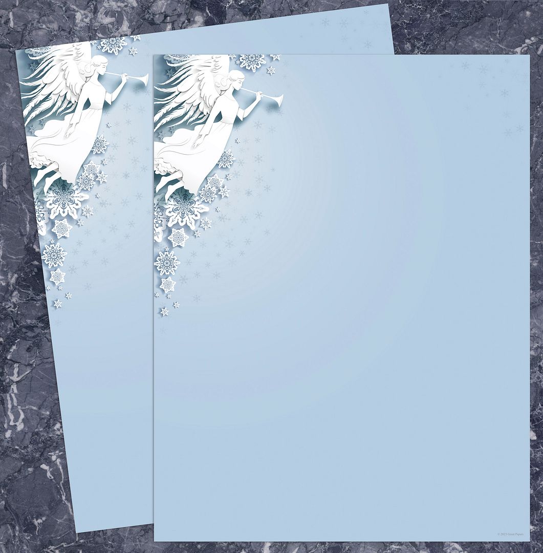Great Papers! Winter Snow Angel Holiday Letterhead, Invitations and Announcements, Printer Friendly, 8.5"x11", 50 Pack