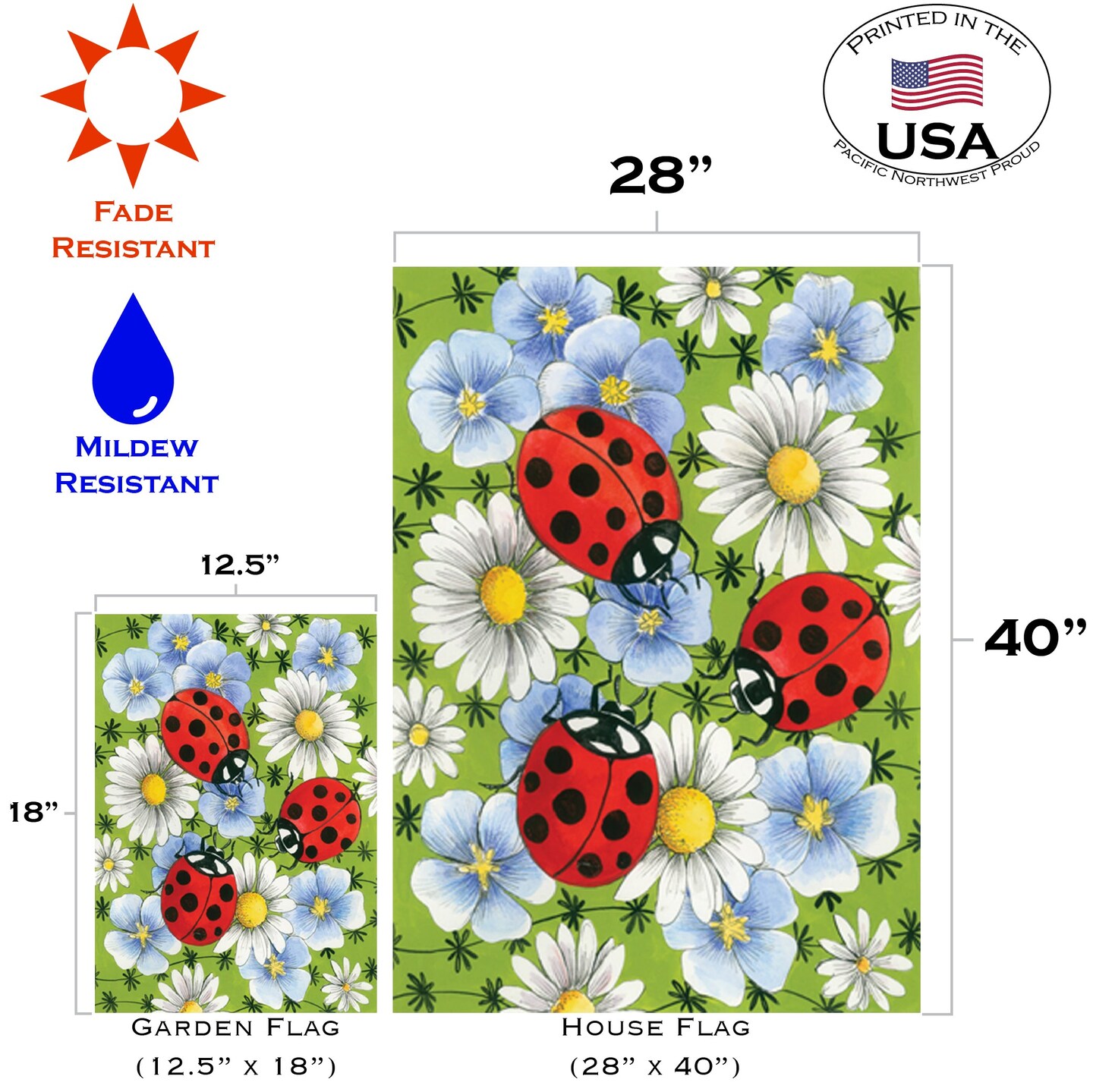 Flowers &#x26; Ladybugs Decorative Ladybug Flag