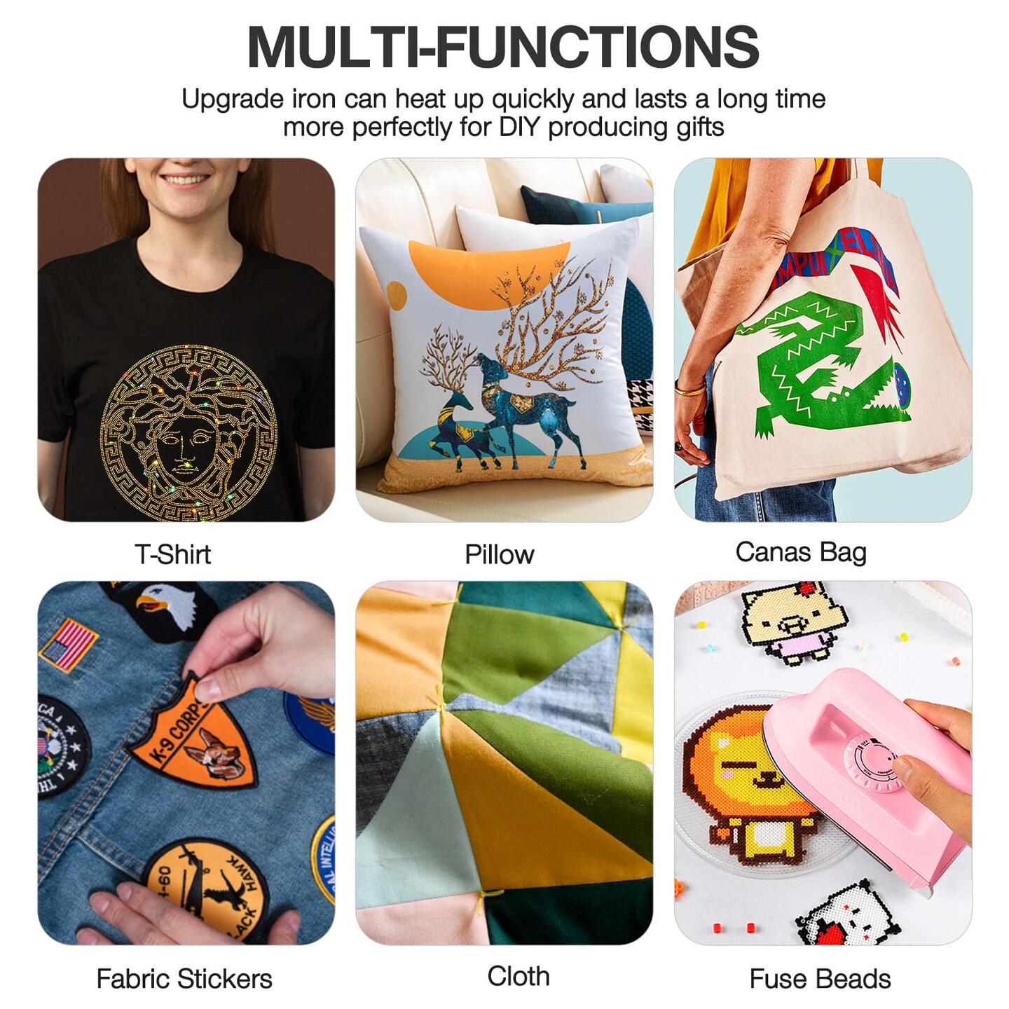 Iron Handy Heat Press Machine Kit Portable with PVC Doormat for Heat Transfer, Charging Base Accessories for DIY T-Shirt Shoe Bag Vinyl Projects