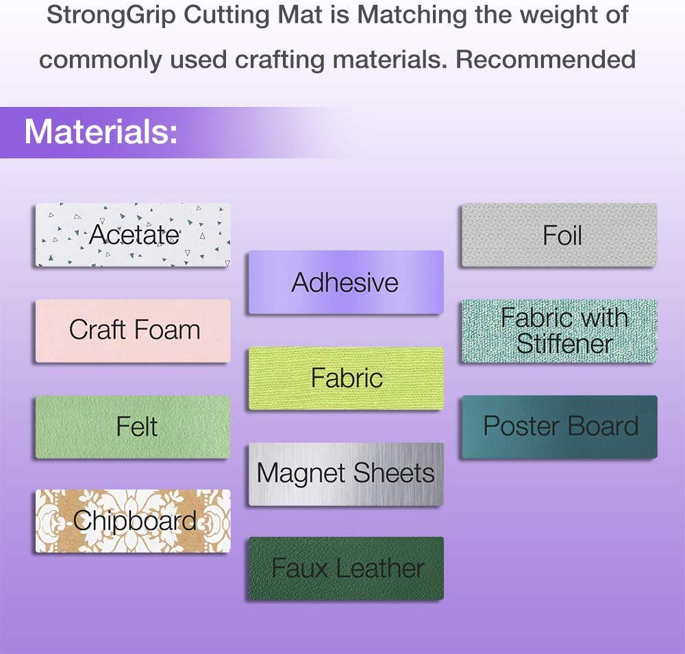 3 Pieces 12x12 Cutting Mat for Silhouette Cameo 4/3/2/1 ( StandardGrip, LightGrip, StrongGrip), Gridded Adhesive Non-Slip Cut Mat for Crafts, Quilting, Sewing, Scrapbooking and All Arts