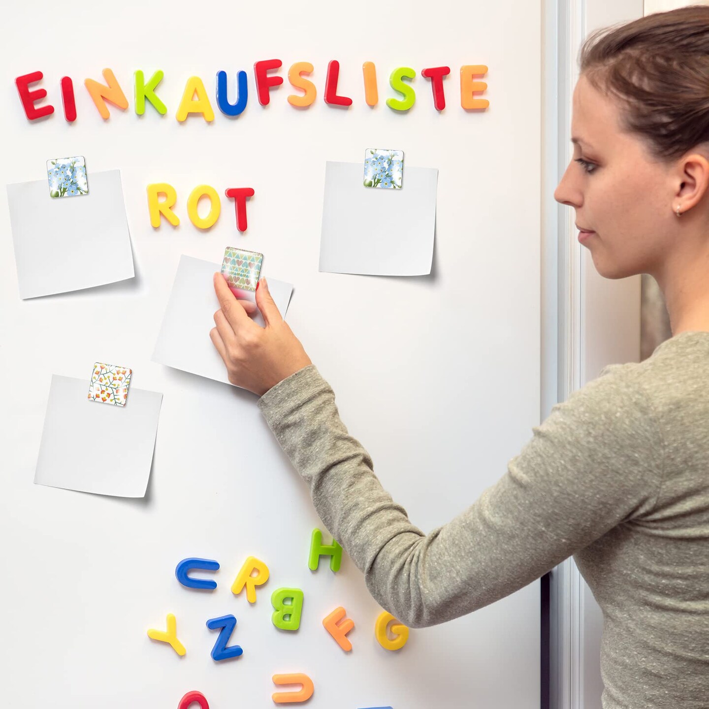 72 PCS Craft Magnets Glass Ceramic Ferrite Magnet with Adhesive Backing and Transparent Clear Glass Cabochons for DIY Craft Fridge Refrigerator Magnets Pendants(Square,1.2 Inch)