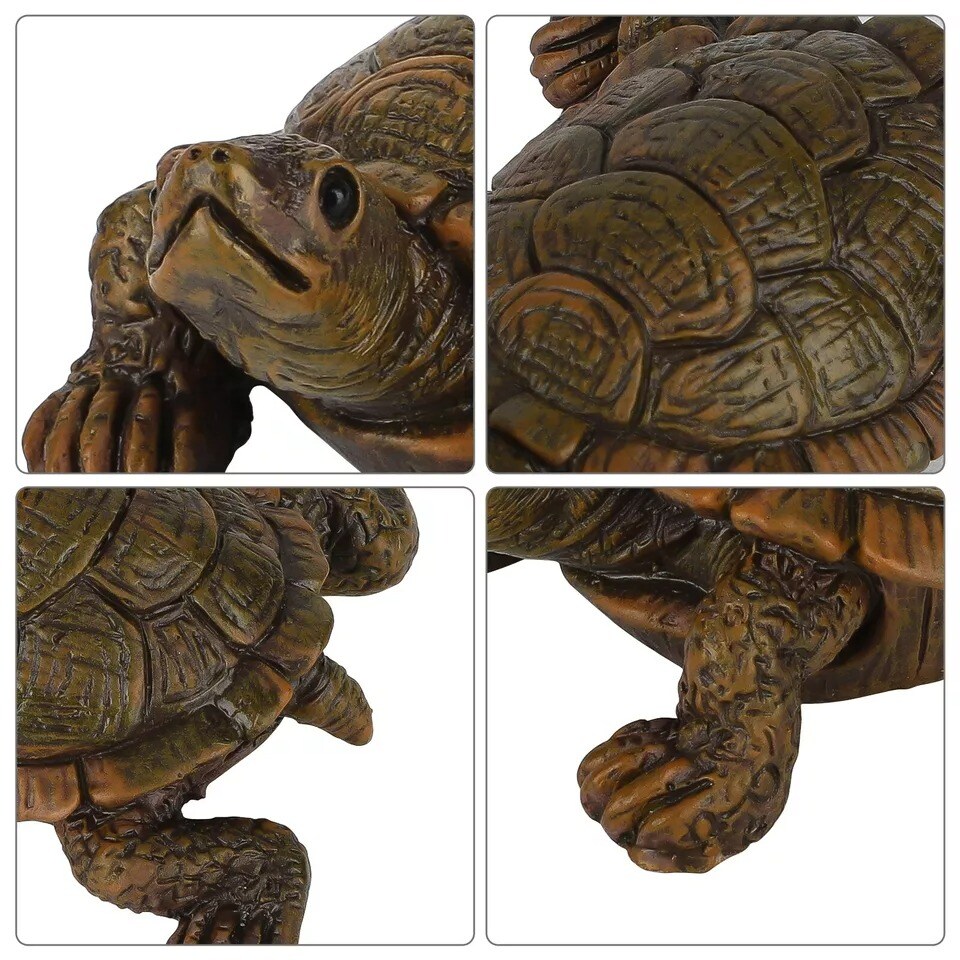 2Pcs Garden Tortoise Statue Turtle Figurine Lawn Art Ornament Patio Home Decor