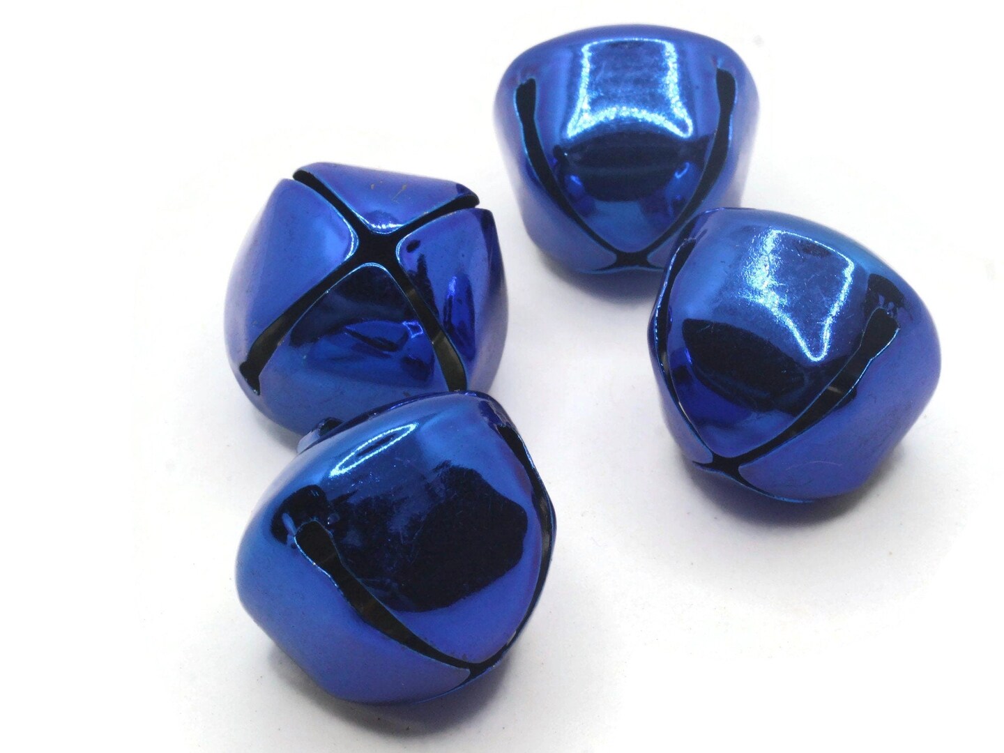 4 30mm Shiny Royal Blue Jingle Bells Christmas Sleigh Bell Charms