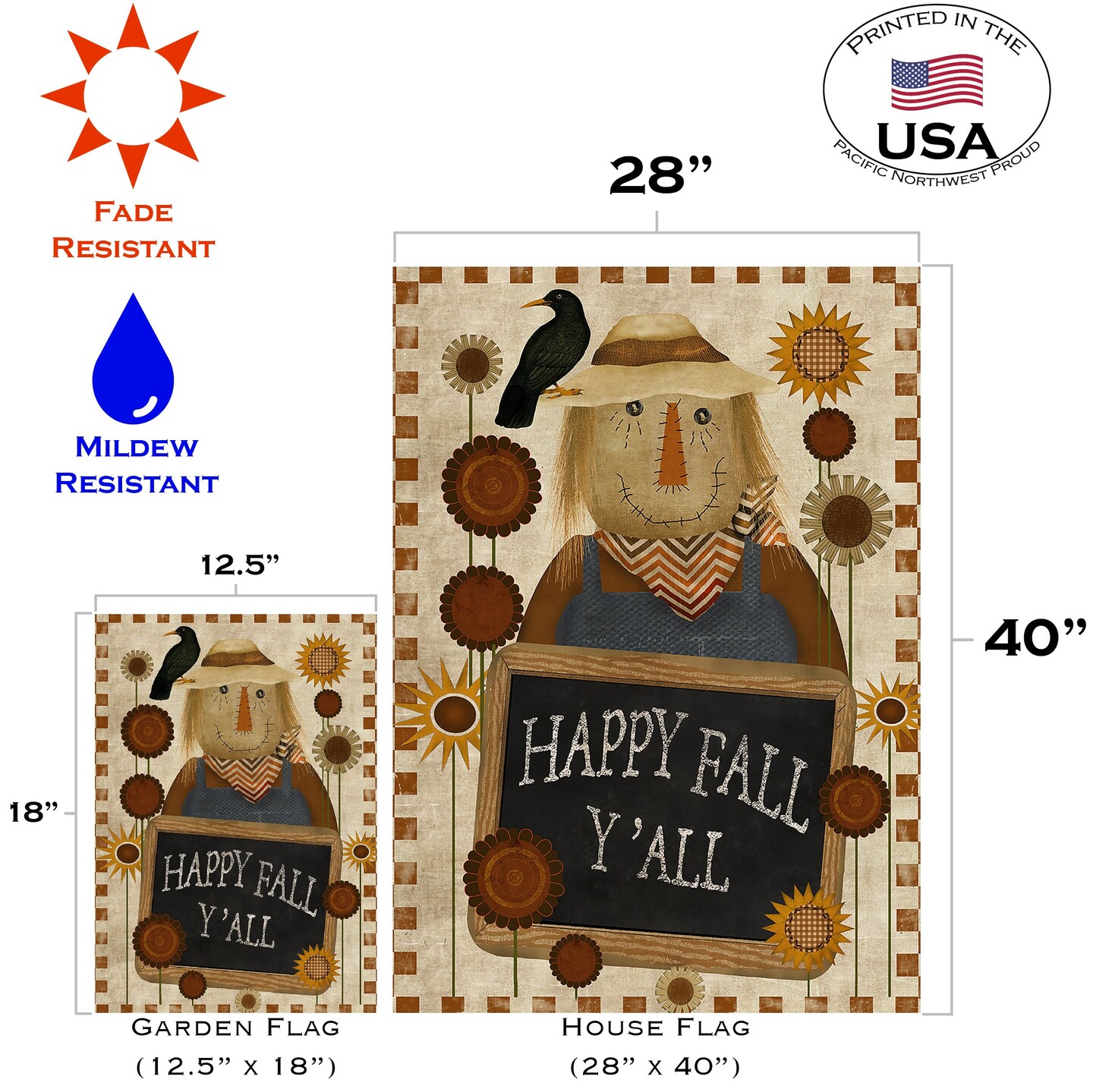 Happy Fall Y&#x27;all Decorative Fall Flag