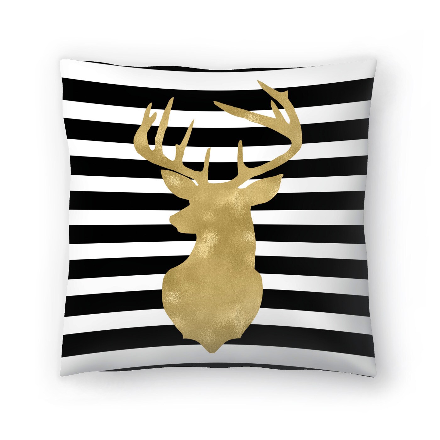 Deer Head Left Face Black White Stripe Americanflat Decorative Pillow