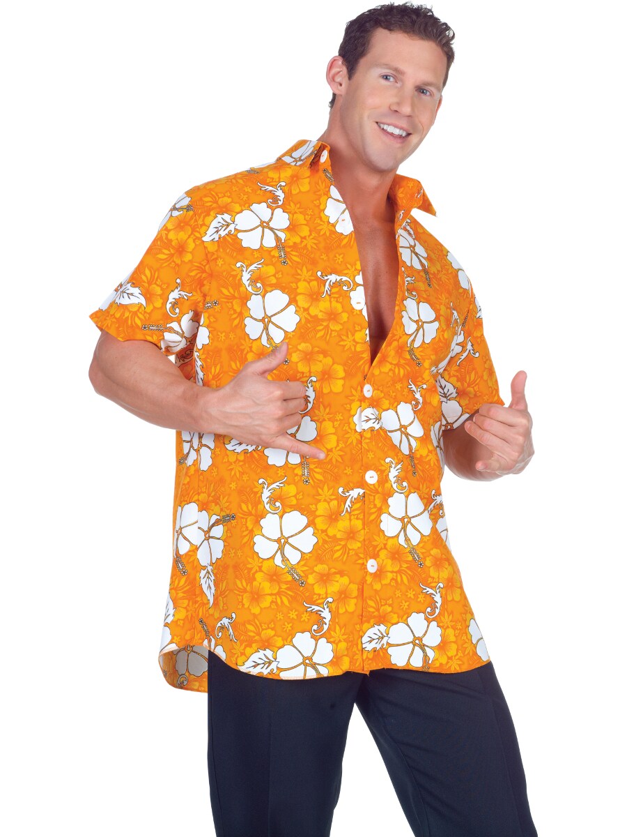 Men&#x27;s Orange Hawaiian Sunset Costume Shirt
