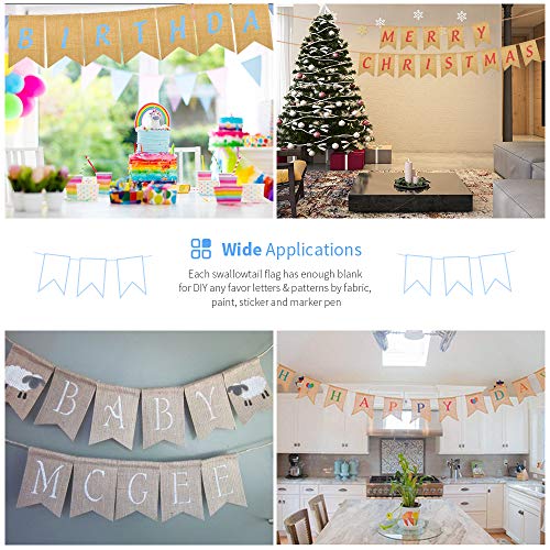 48 Pcs Burlap Banner, 30 Ft Swallowtail Flag, DIY Decoration for Holidays, Wedding, Camping, Party, New Year Decorations, Merry Christmas Banner, Indoor Christmas Decoration