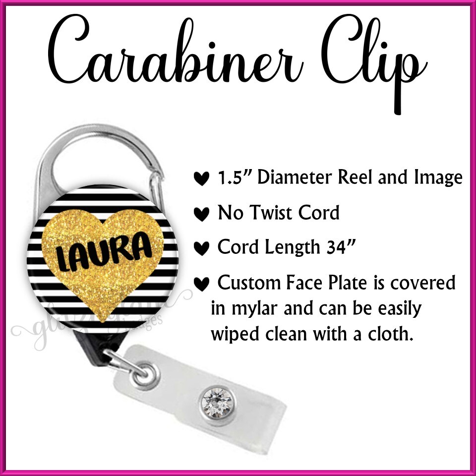 Personalized Badge Holder, Custom Badge Reel, ID Badge Heart with