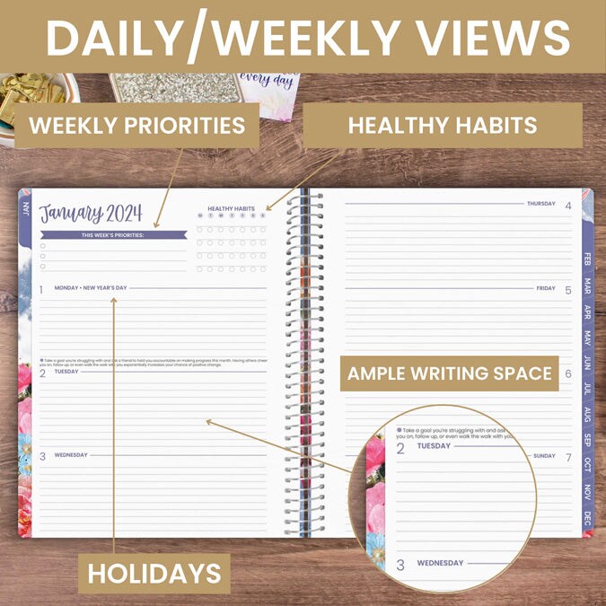 Flower Minimalist Daily Planner - Venngage