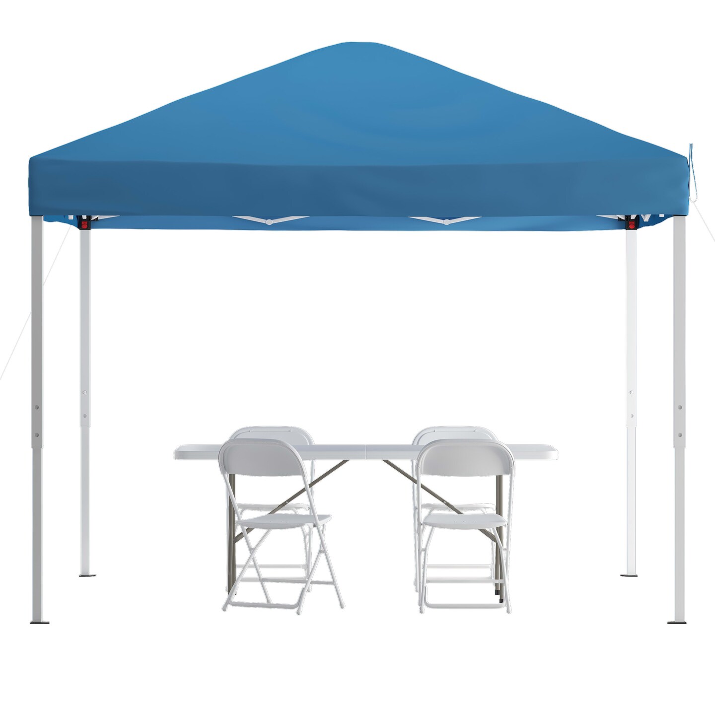 Emma and Oliver Outdoor Event/Tailgate Set with Pop Up Event Canopy with Carry Bag, Bi-Fold Table and 4 Folding Chairs