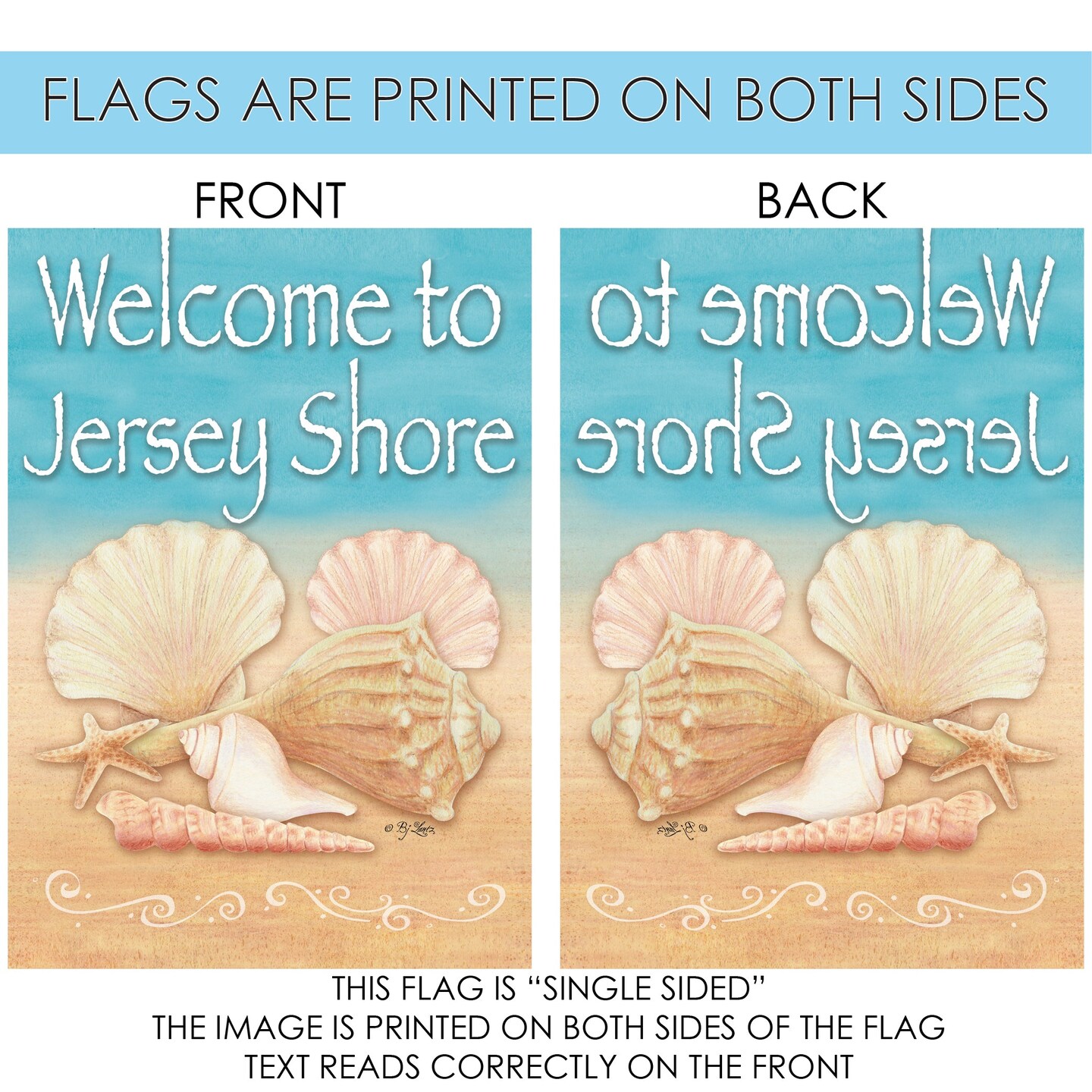 Welcome Shells-Jersey Shore Decorative Jersey Shore Flag