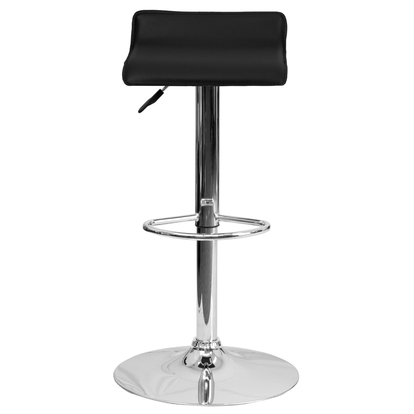 Emma and Oliver Solid Wave Seat Vinyl Adjustable Height Barstool with Chrome Base