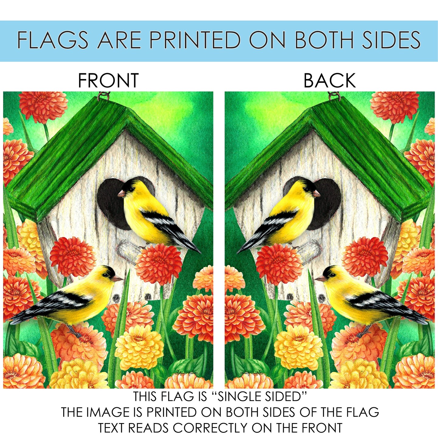 Goldfinch Birdhouse Decorative Bird Flag