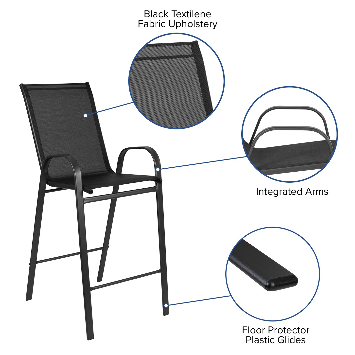 Emma and Oliver 4 Pack Outdoor Barstools with Flex Comfort Material-Patio Stool