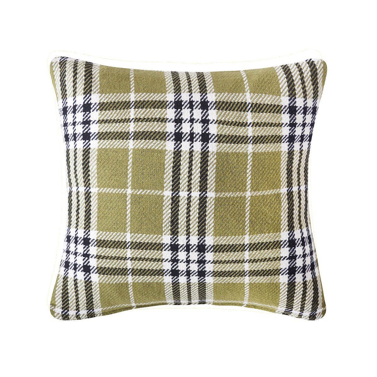 18&#x22; x 18&#x22; Max Plaid Tarragon Woven Throw Pillow