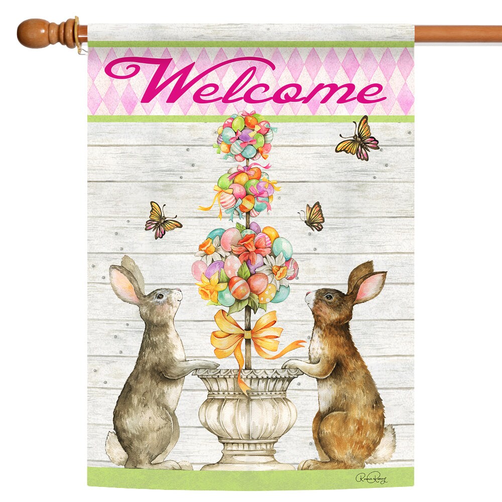 Easter Bunny Topiary Decorative Easter Double Sided Flag