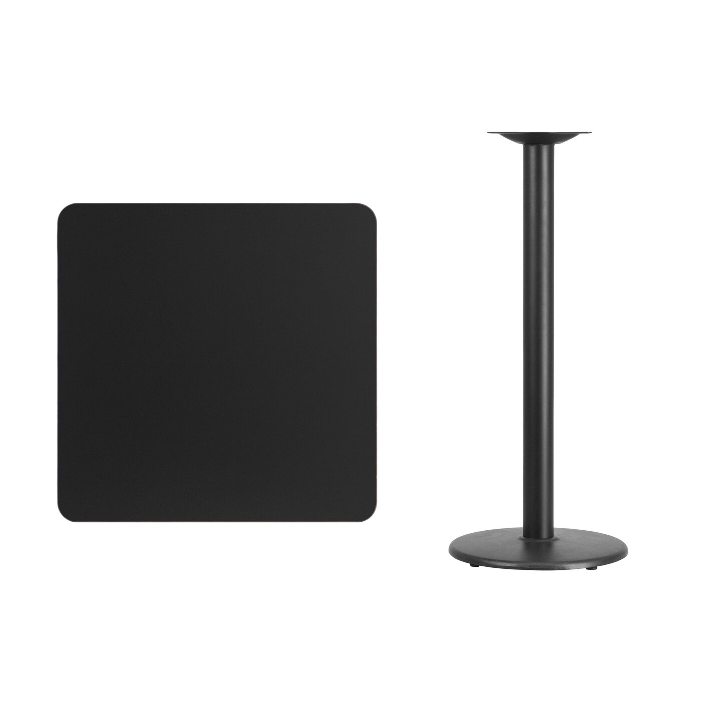 Emma and Oliver 30&#x22; Square Laminate Table Top with 18&#x22; Round Bar Height Table Base