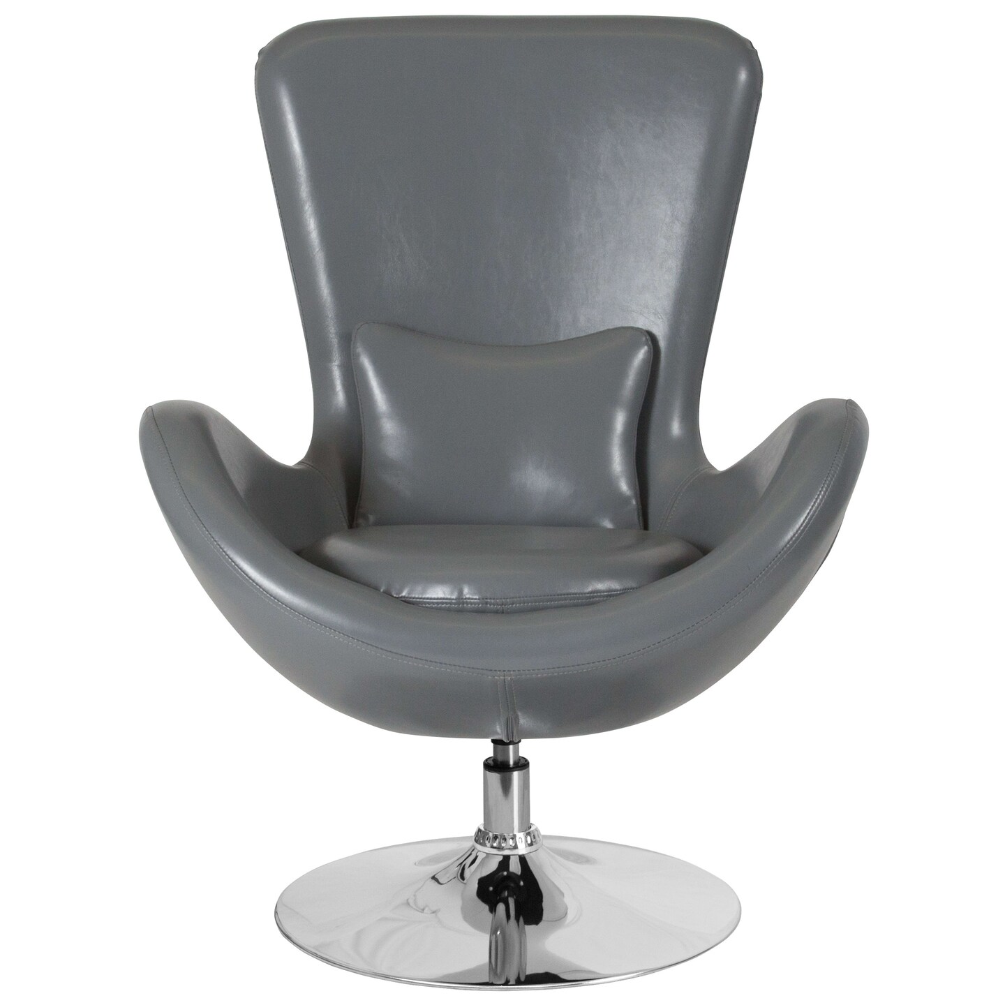 Merrick Lane Soro High-Back Egg Style Lounge Chair With 360° Swivel Metal Base
