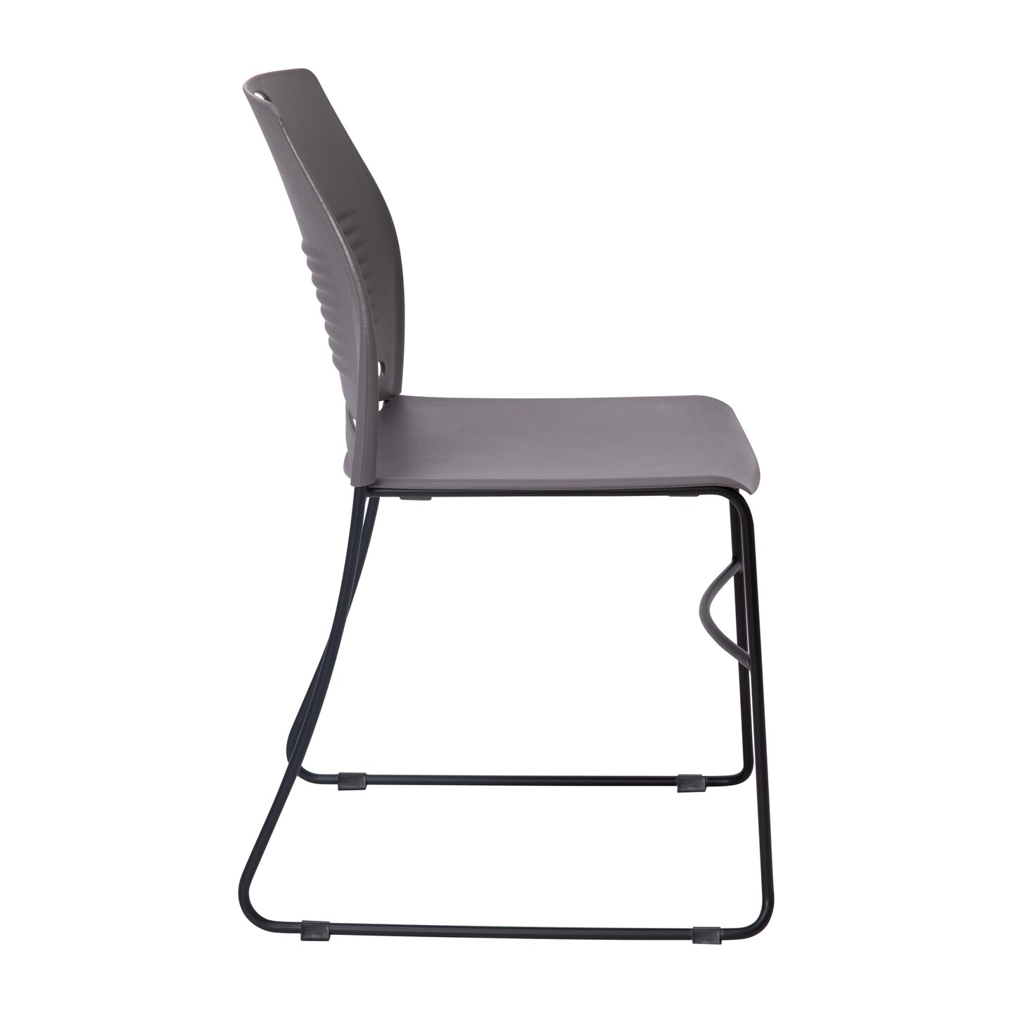 Emma and Oliver Arcana Series Set of 5 Heavy Duty 660 lb. Capacity Ergonomic Polypropylene Stack Chair with Perforated Back and Steel Sled Base