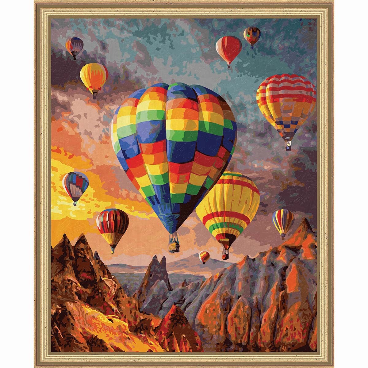 Hot air balloons over the sea ビーズ刺繍