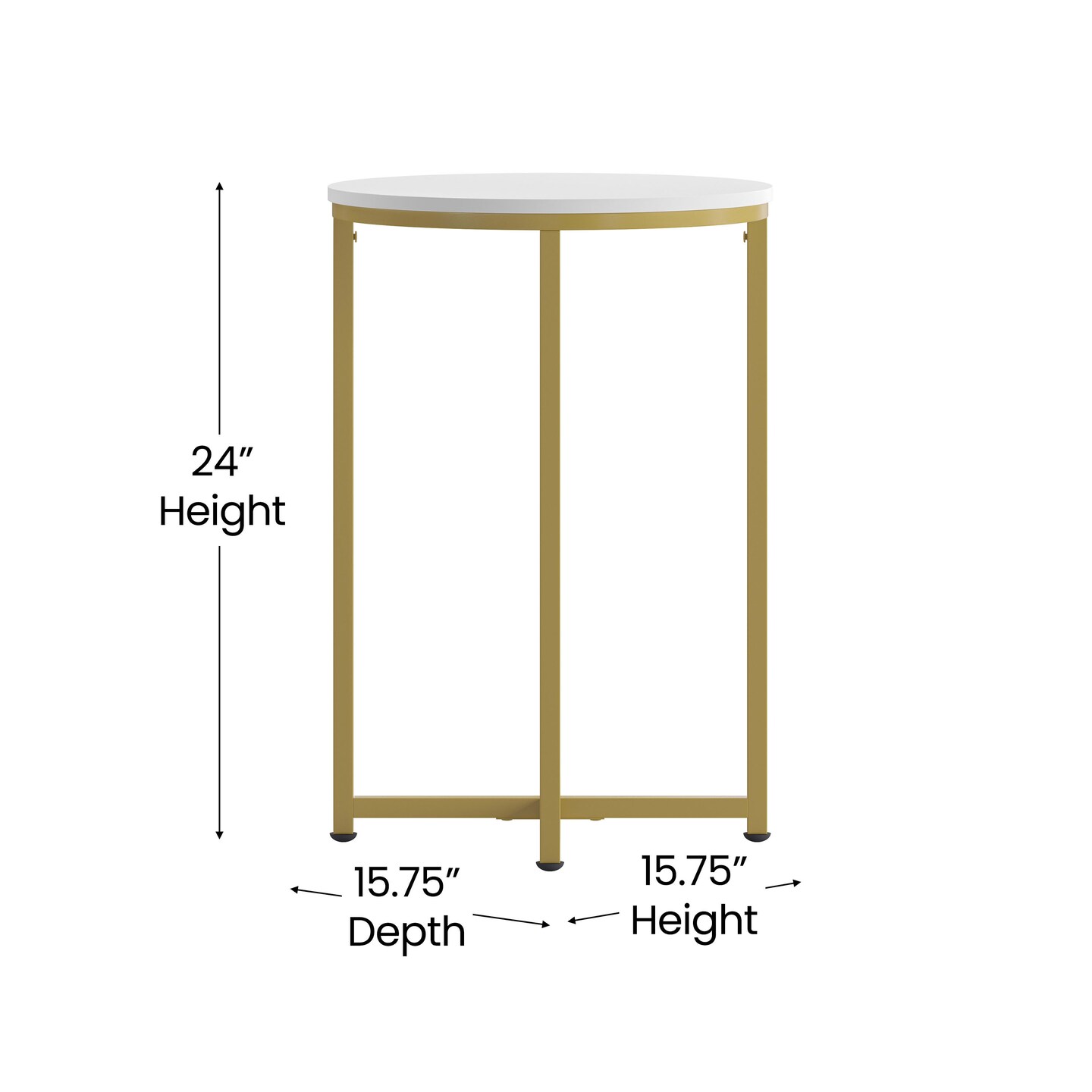 Merrick Lane Fairdale End Table with Round Cross Brace Frame