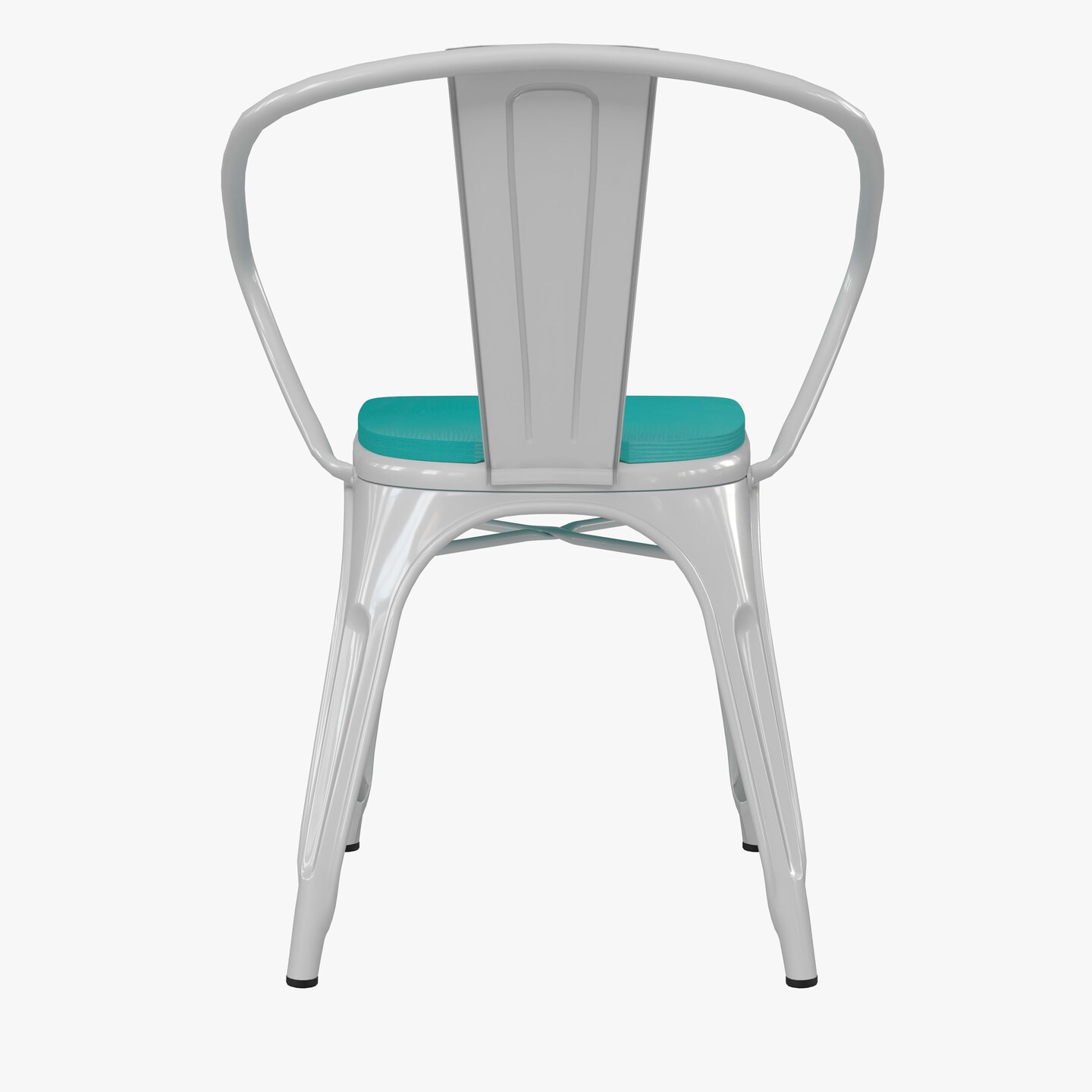 Emma and Oliver Alva Metal Indoor-Outdoor Stacking Chair with Vertical Slat Back, Arms and All-Weather Polystyrene Seat