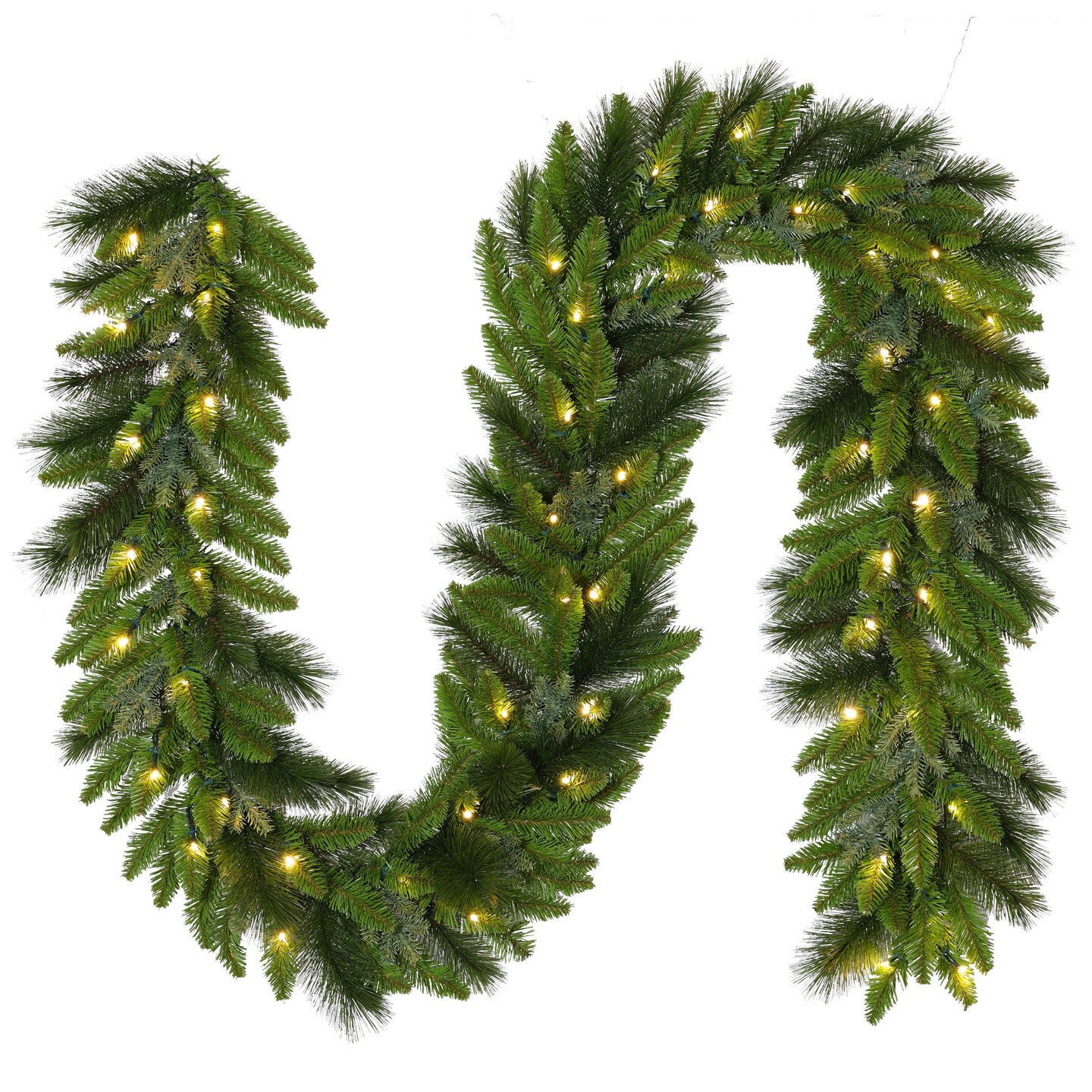 Christmas Garland 9&#x27; x 12&#x22; Pre-lit with LED Clear Lights - Battery Operated - Artificial Fraser
