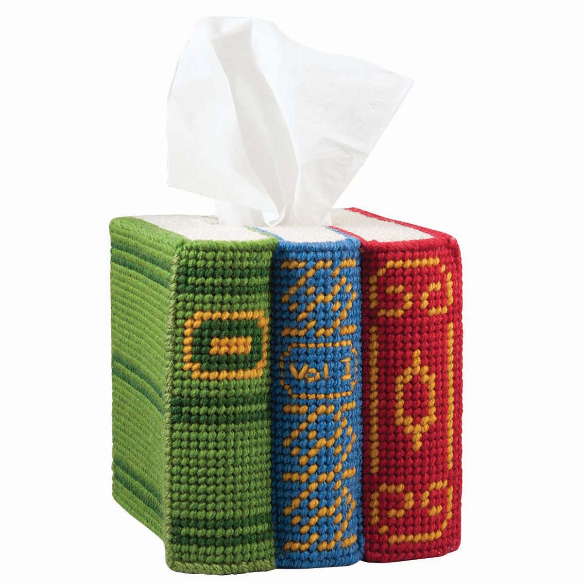Herrschners  Book Stack Tissue Box Plastic Canvas Kit
