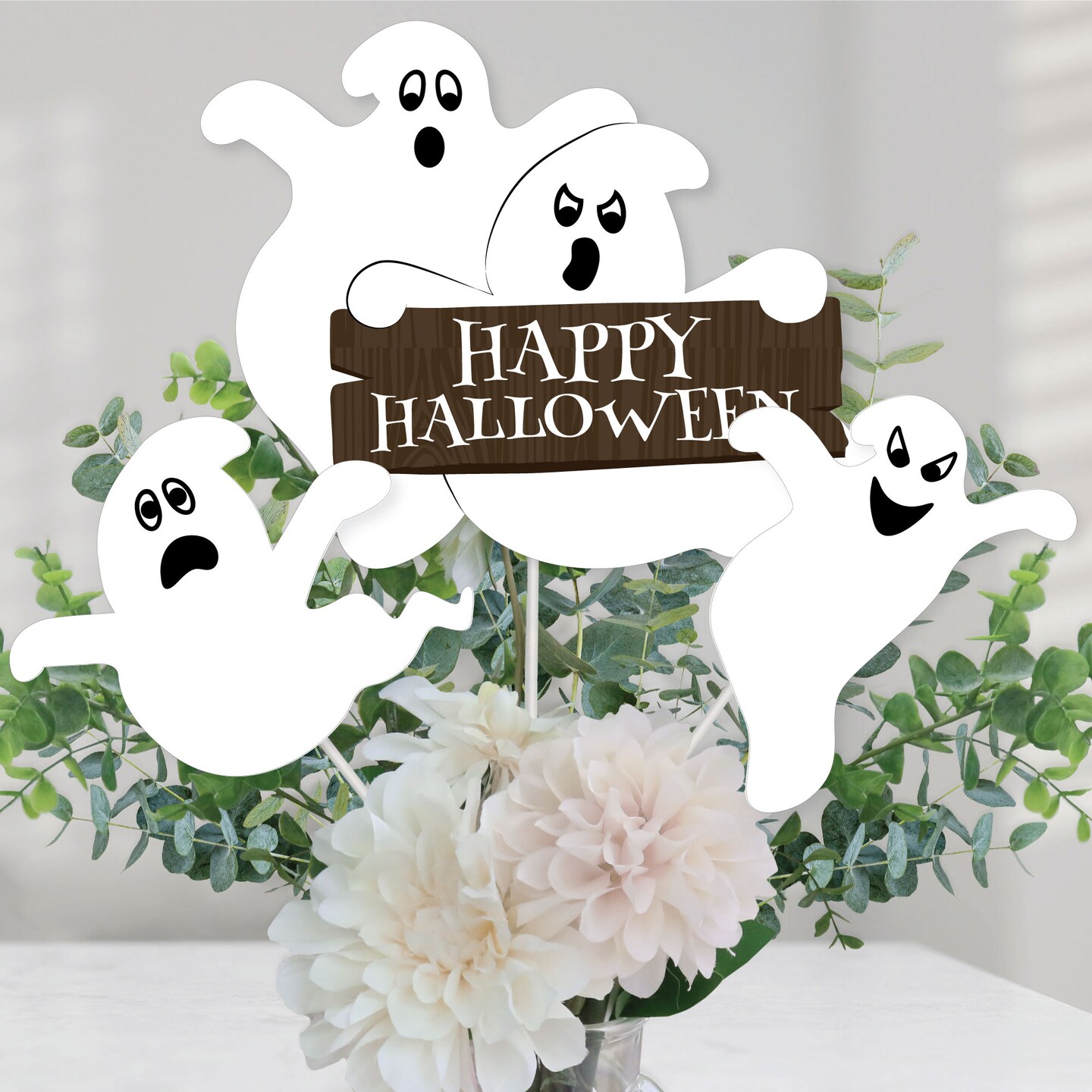 Big Dot of Happiness Spooky Ghost - Halloween Party Centerpiece Sticks - Table Toppers - Set of 15