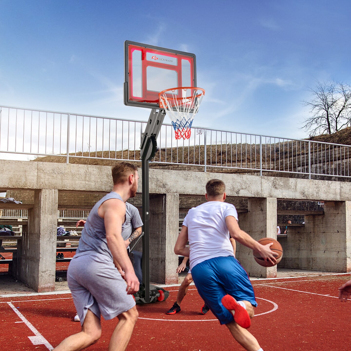 Basketball Hoop with 5-10 Feet Adjustable Height for Indoor Outdoor